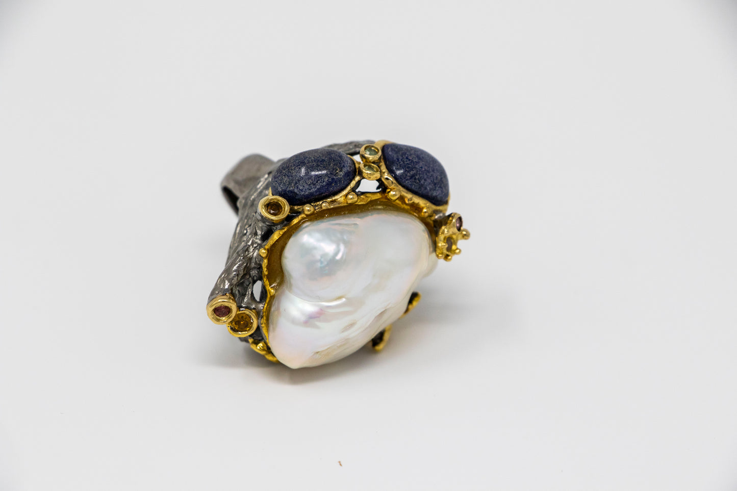 Baroque Pearl Tree Owl Statement Ring