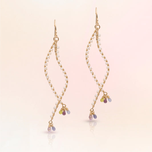 Sapphire & Pearl Vine Earrings