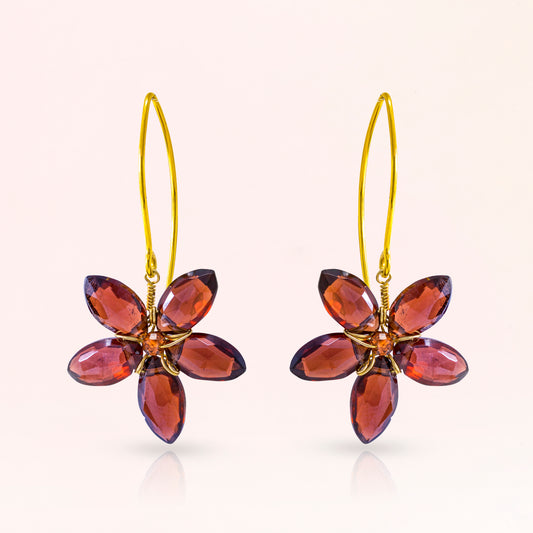 Gemstone Flower Earrings