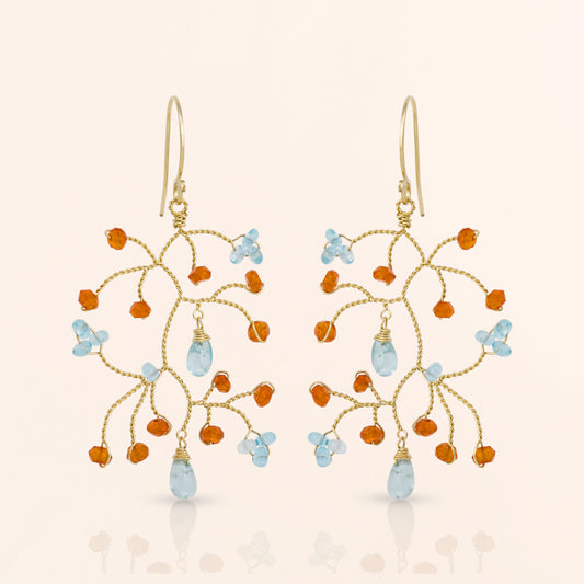 Carnelian and Topaz Branch Earrings