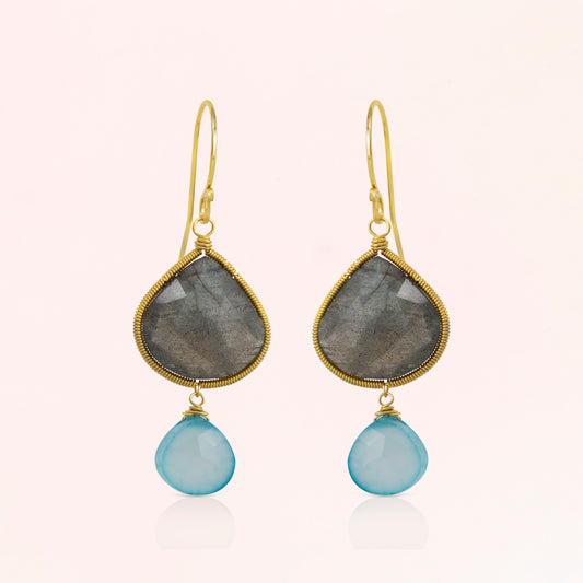 Labradorite and Chalcedony Earrings