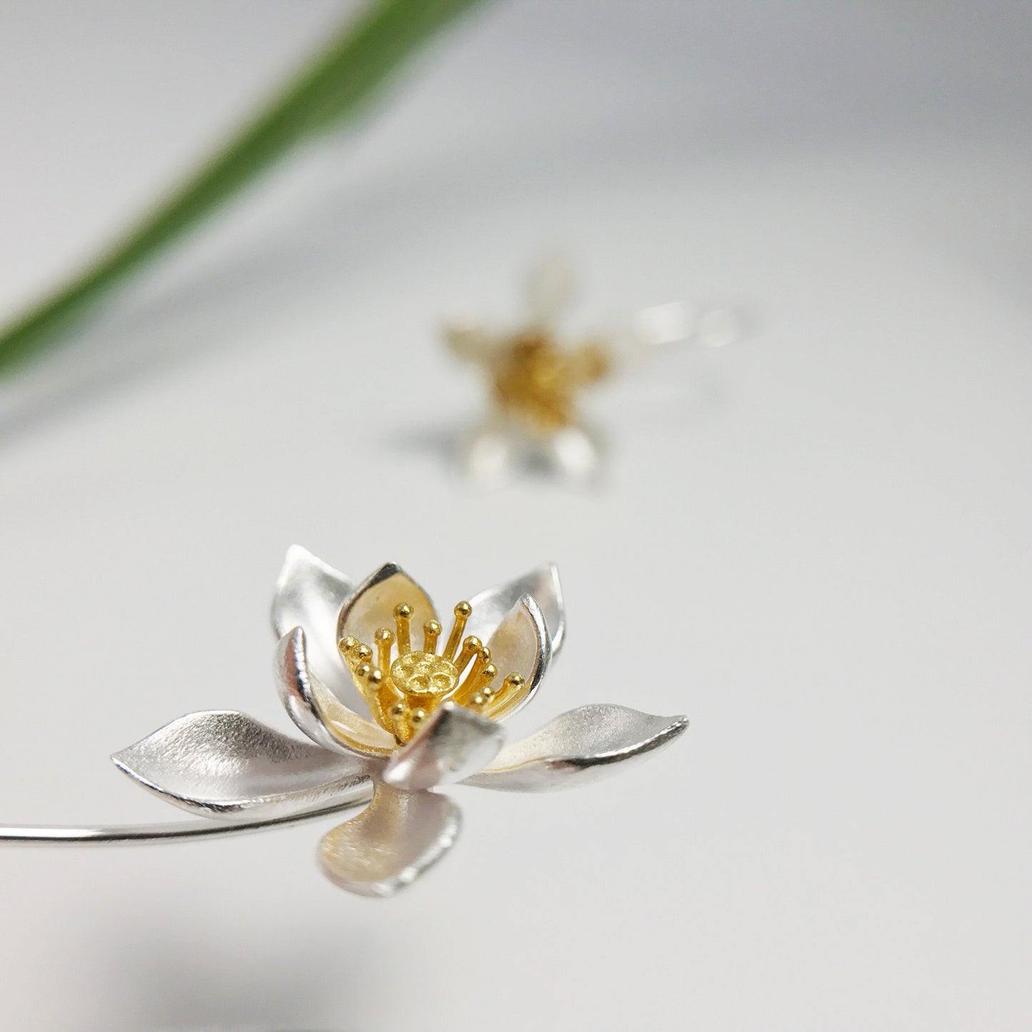 Lotus Sterling Silver Drop Earrings