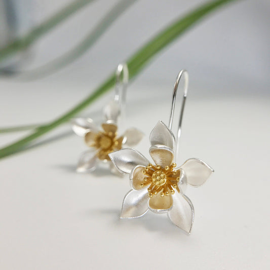 Lotus Sterling Silver Drop Earrings