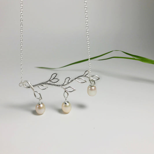 Tree Pendant Sterling Silver Pearl Necklace