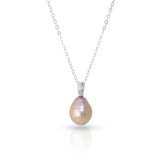 Baroque Pearl Pendant Sterling Silver South China Genuine Pearl Swarovski Crystal