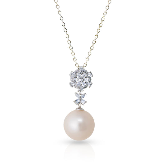 Baroque Pearl Pendant Sterling Silver South China Genuine Pearl Swarovski Crystal