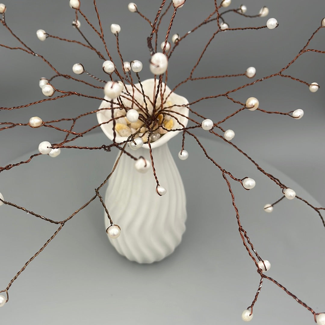 Pearl Branch with Ceramic Vase