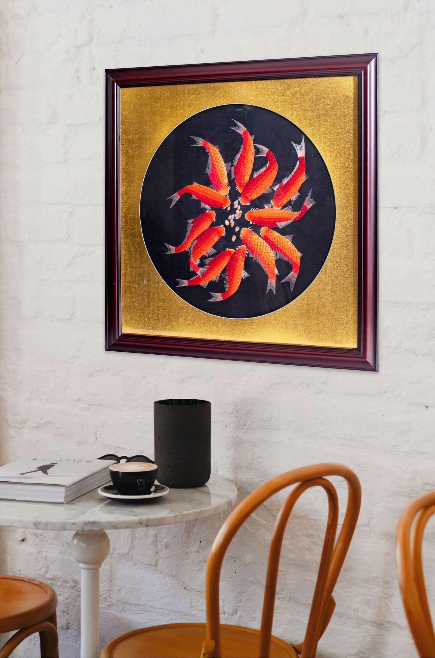 Fengshui Fish- Silk Art Framed and Matted