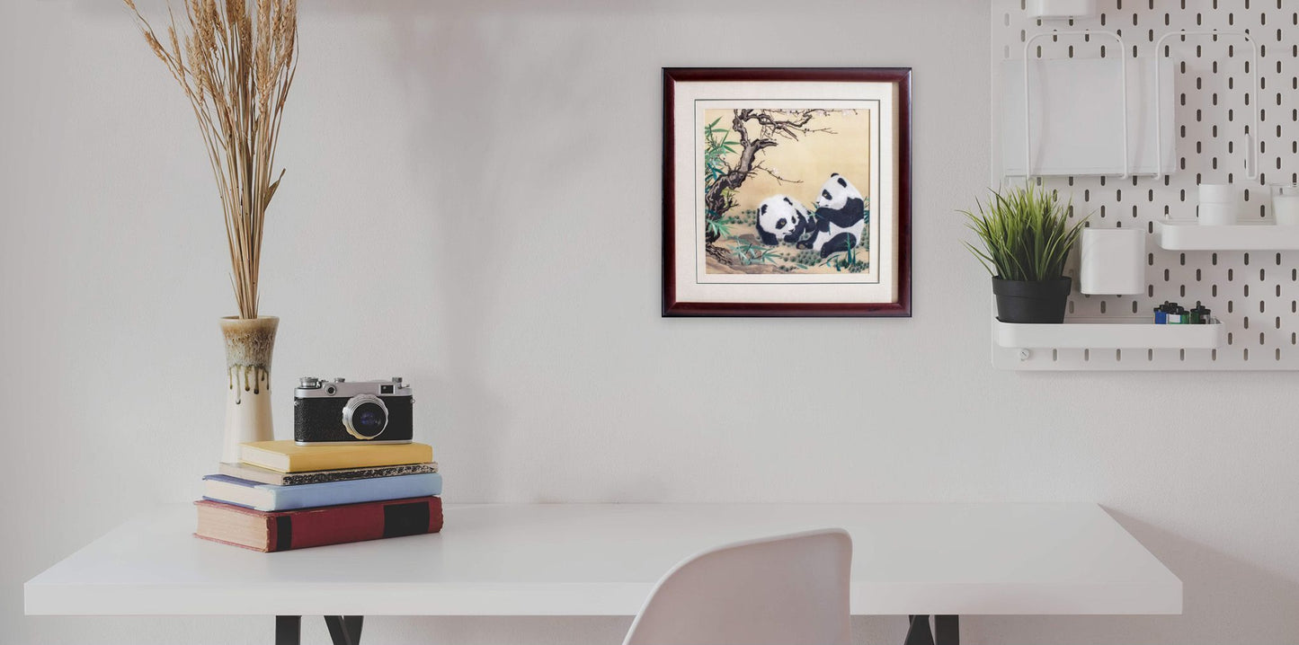 Panda - Silk Art Framed and Matted